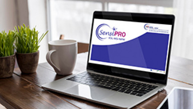 Digitale SensiPro Logo der SensiPro auf dem Bildschirm eines Laptops