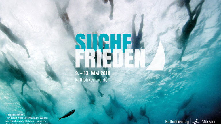 Postkartenmotiv des Katholikentag Münster: Unter Wasser Fotografie von Schwimmern des Ironman auf Hawaii.