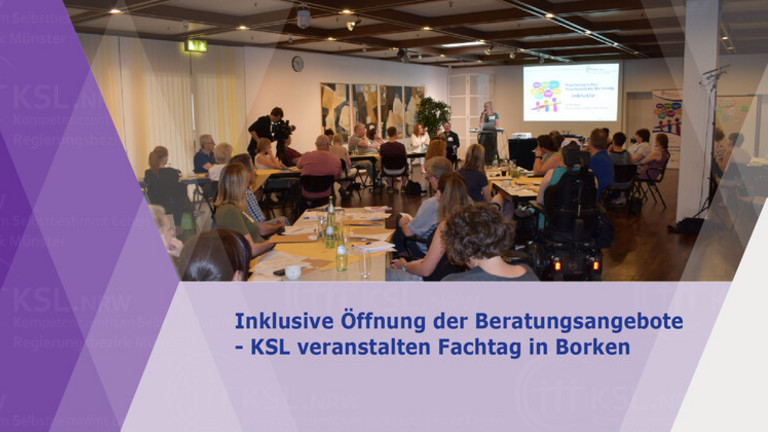 Eine Grafik mit dem KSL-Logo (links) und einem Bild (rechts) mit Teilnehmenden bei der Veranstaltung.