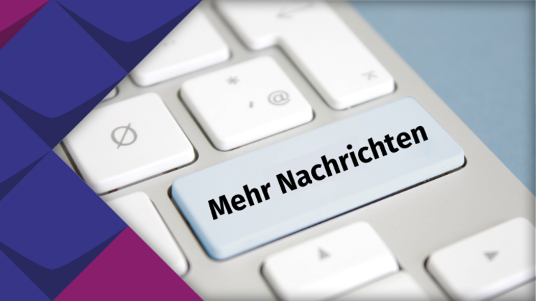 Eine Computer-Tastatur. Auf der Enter-Taste steht "Mehr Nachrichten".