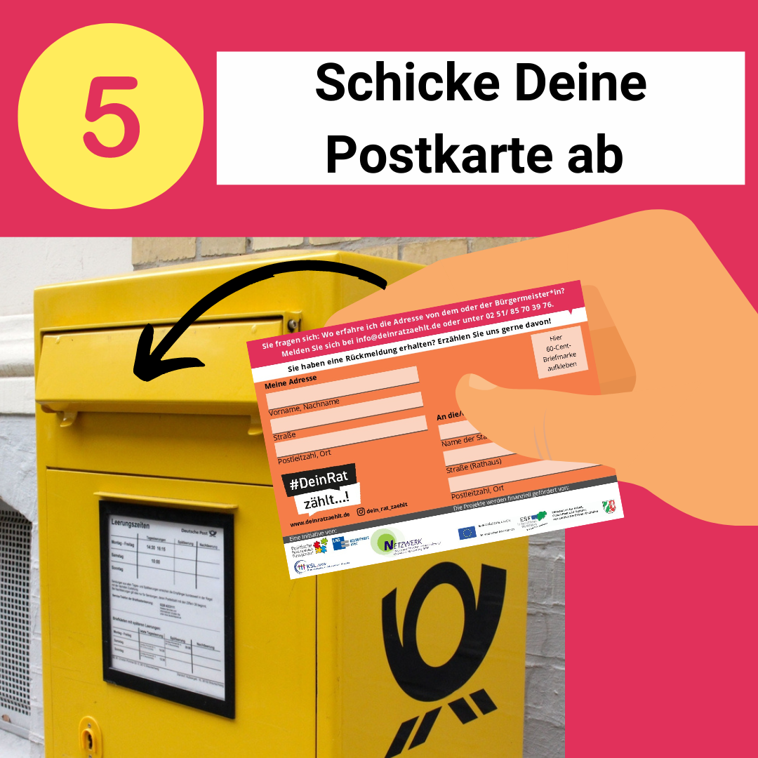 Schicke die Postkarte ab